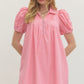 Pintuck Puff Sleeve Dress