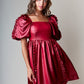 Leather Effect Puff Sleeve Dress