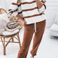 Brown Strip Pullover & Jogger Pants Set