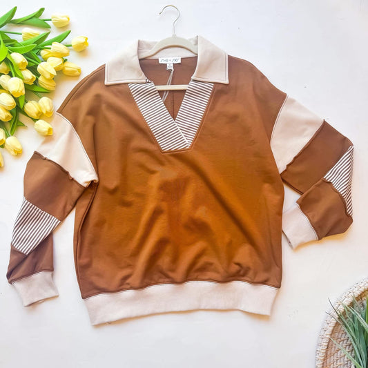 Autumn Stripe Collar Pullover