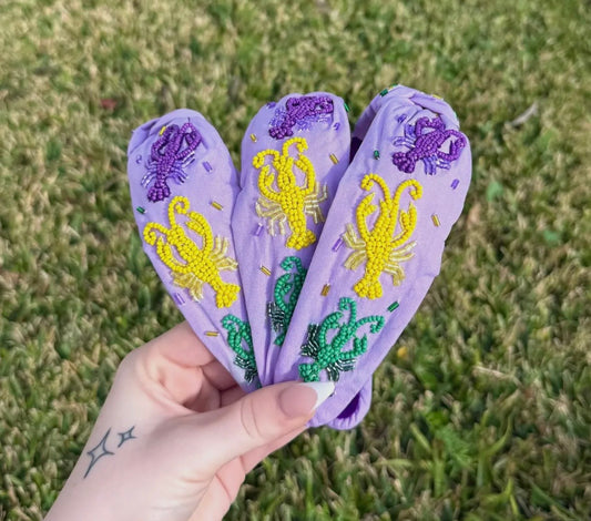 Mardi Crawfish Beaded Headband