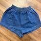 Solid Elastic Waist Denim Shorts