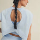 Mineral Washed Open Back Blouse
