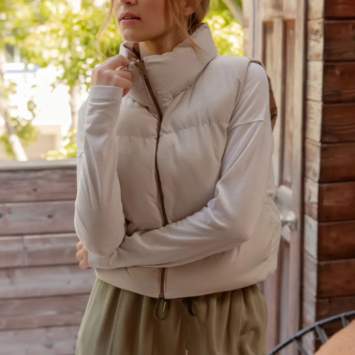 Reversible Zip UP Cropped Puffer Vest