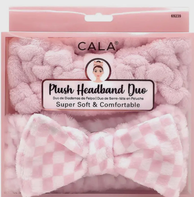 Plush Pink & White Checkered Headband