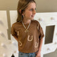 Girls Horseshoe Patch Suede Top