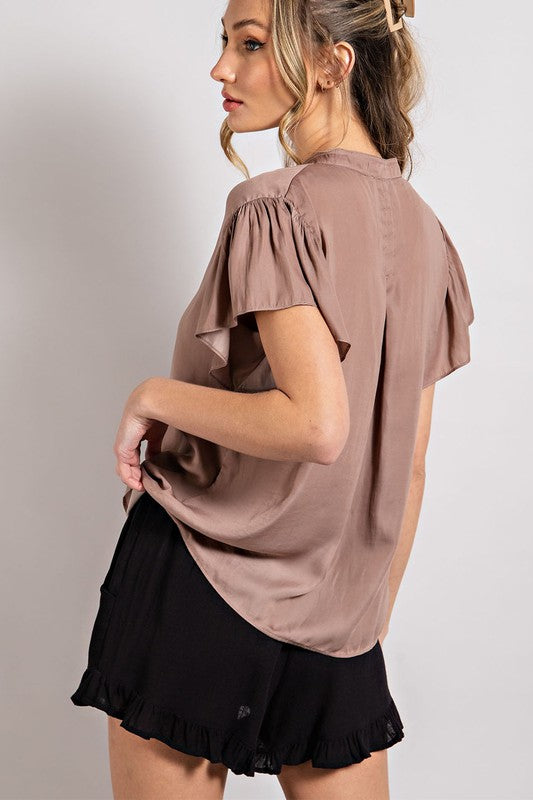 Casual V-neck Short Sleeve Blouse