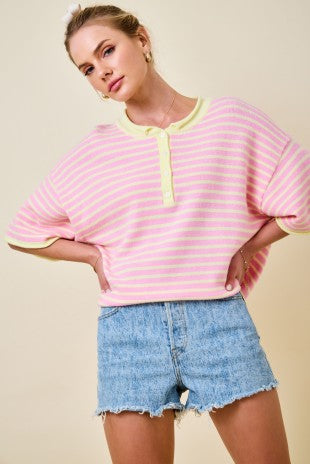 Pink Lemonade Knit Button Blouse