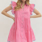 Pinstripe Flutter Sleeve Bubble Gum Mini