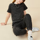 Girls Washed Short Sleeve Sweatshirt & Joggers Set