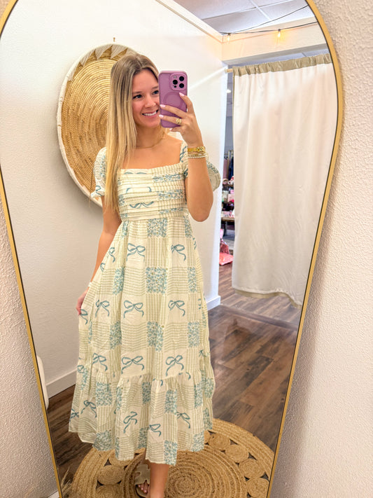 Bows & Bloom Midi Dress
