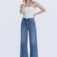 High Rise Elastic Waistband Ankle Baggy Jeans