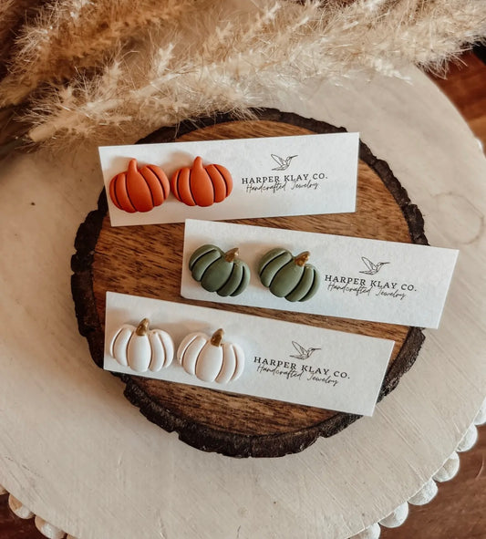 Pumpkin Clay Studs
