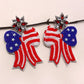 4TH of July Seedbead Bow Flag Drop Earrings