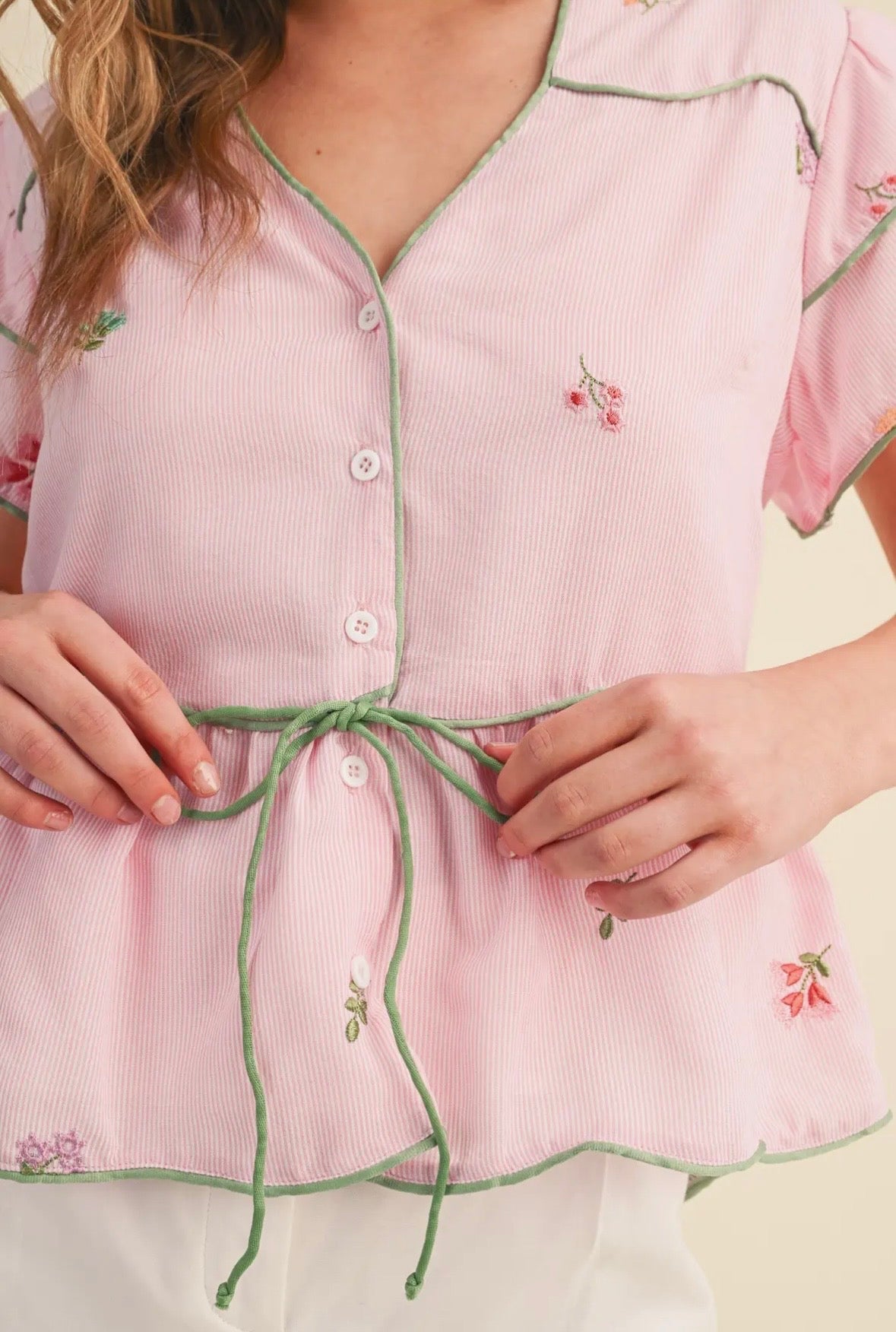 Powder Pink Floral Peplum