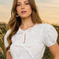 Embroidered Floral Front Tie Top