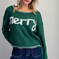 Merry Contrast Whipstitch Long Sleeve Sweater