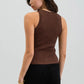 Brown Round Neck Sweater Knit Tank Top