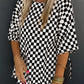 Plus Size Checkered Round Neck Top