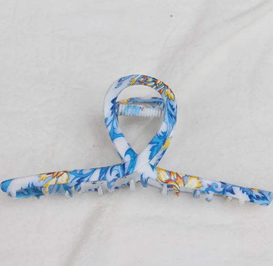Vintage Toile Pattern Porcelain Claw Clip