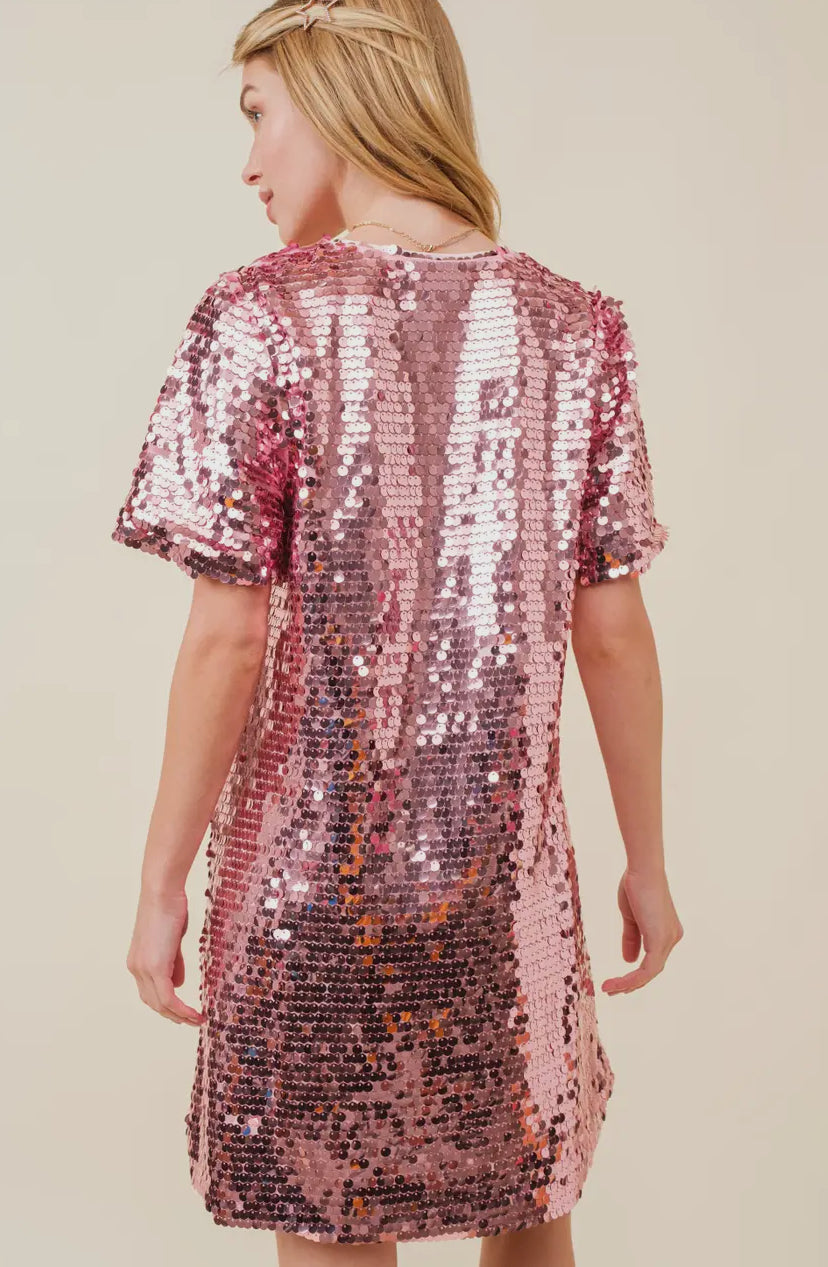 Big Sequin V-Neck Mini Dress