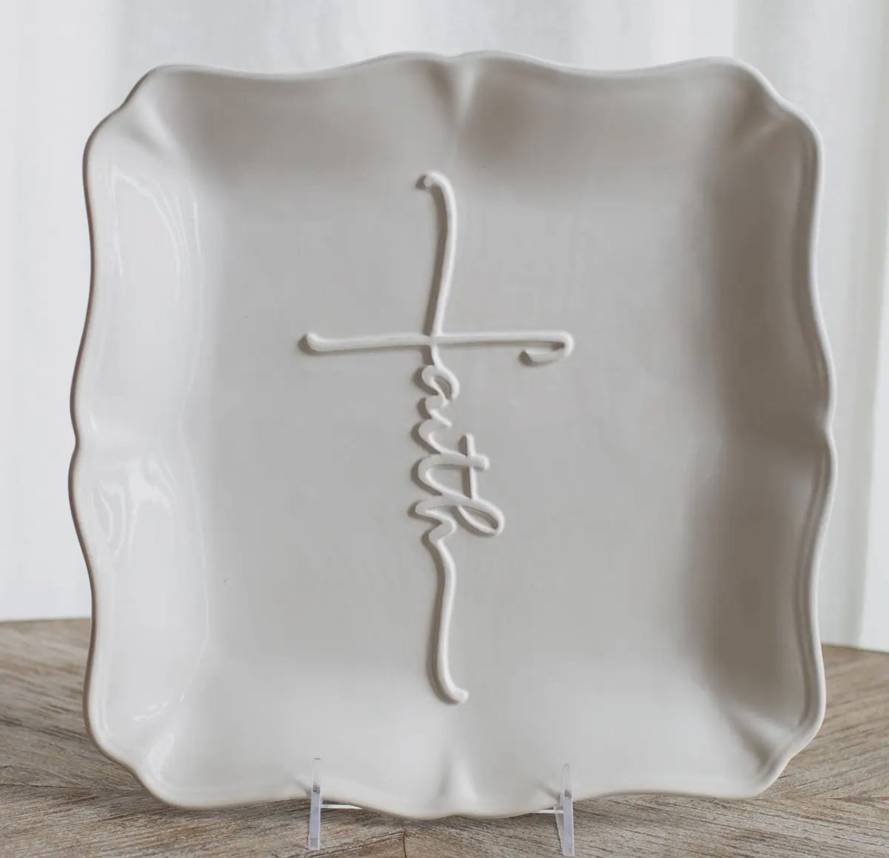 Faith Embossed Square Platter