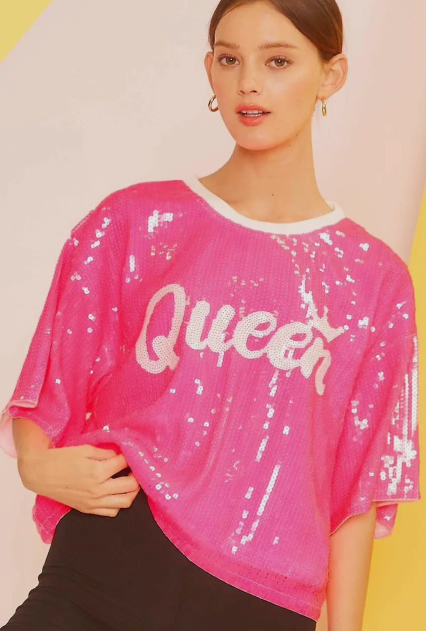 Queen Sequin Crop Top