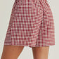 Red Vintage Plaid High Waisted Wide Leg Shorts