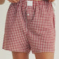 Red Vintage Plaid High Waisted Wide Leg Shorts