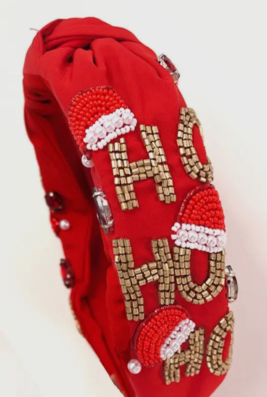 HO HO HO Beaded Headband Christmas