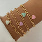 Heart Charm Multi Layer Chain Bracelet