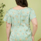 Plus Floral Satin Scallop Blouse