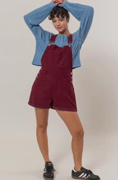 DOUBLE ZERO Overall Romper - Wine