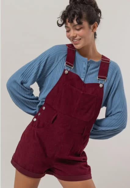 DOUBLE ZERO Overall Romper - Wine