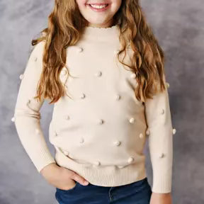 Kids cream pom-pom sweater