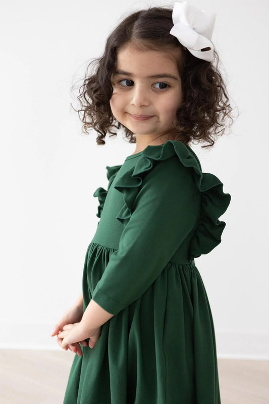 Kids spruce ruffle twirl dress