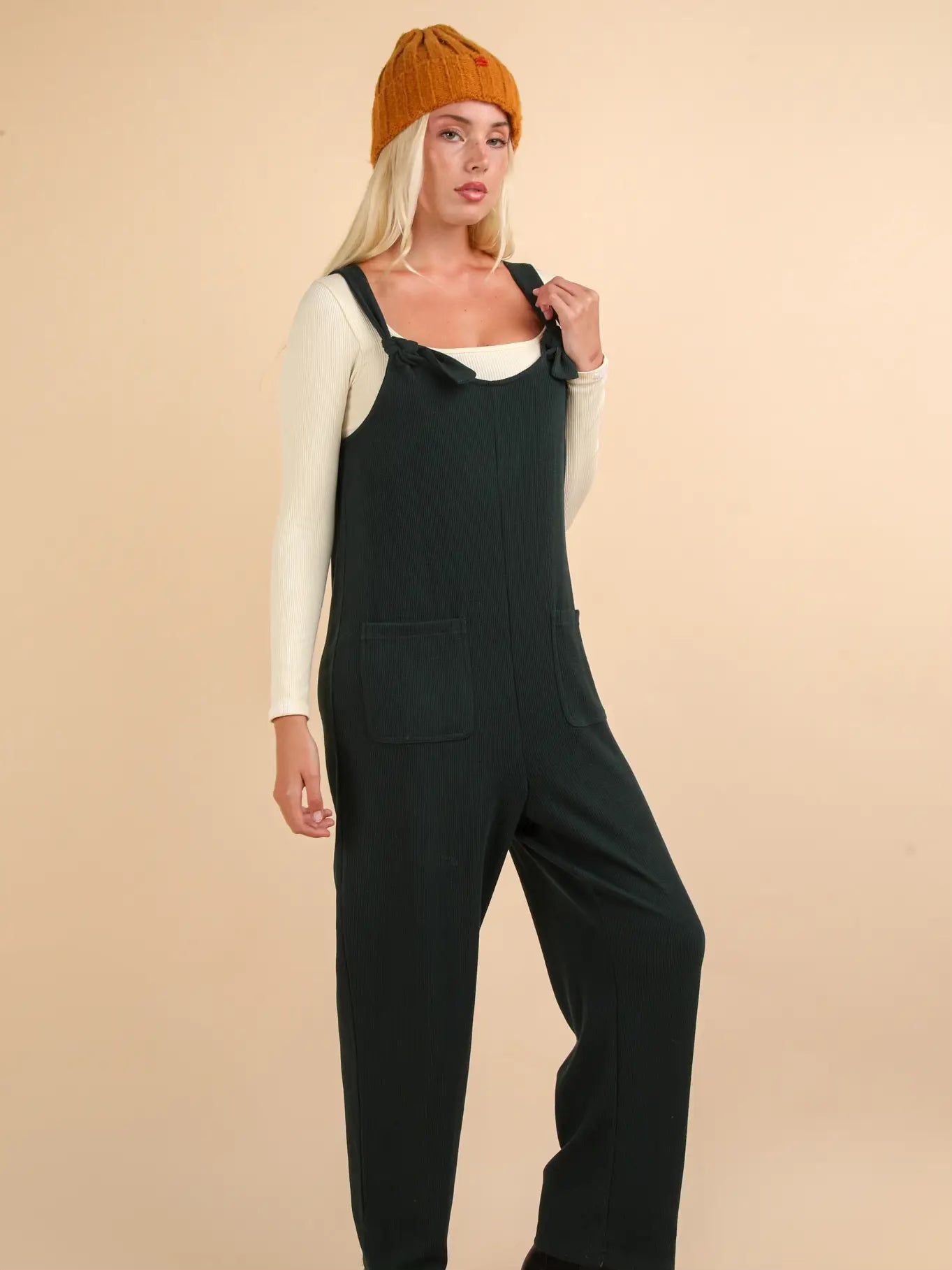 Forest Green Ribbed Jumpsuit