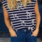 Striped Sweet Bow Sleeveless Knit Top