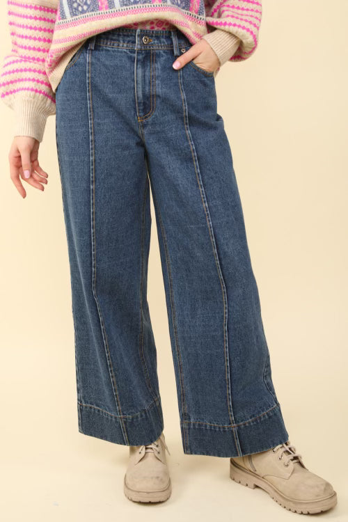 Front Seam Cuffed Denim Jean