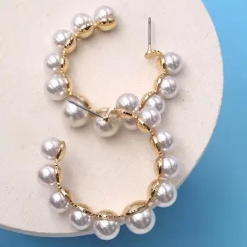 Pearl hoop earring