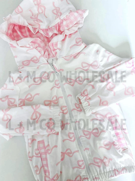 Pink and White Bow Ruffle Jacket