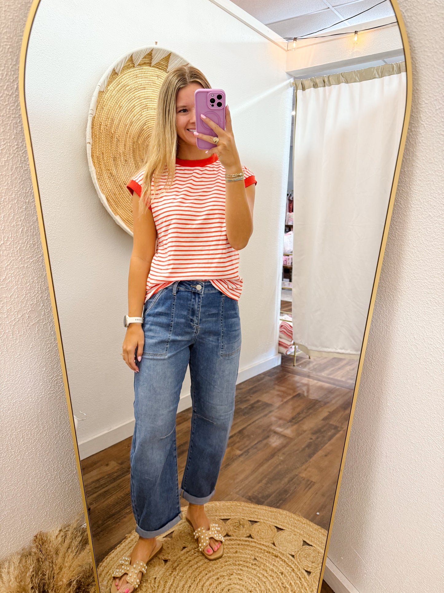 Nautical Cap Sleeve Top