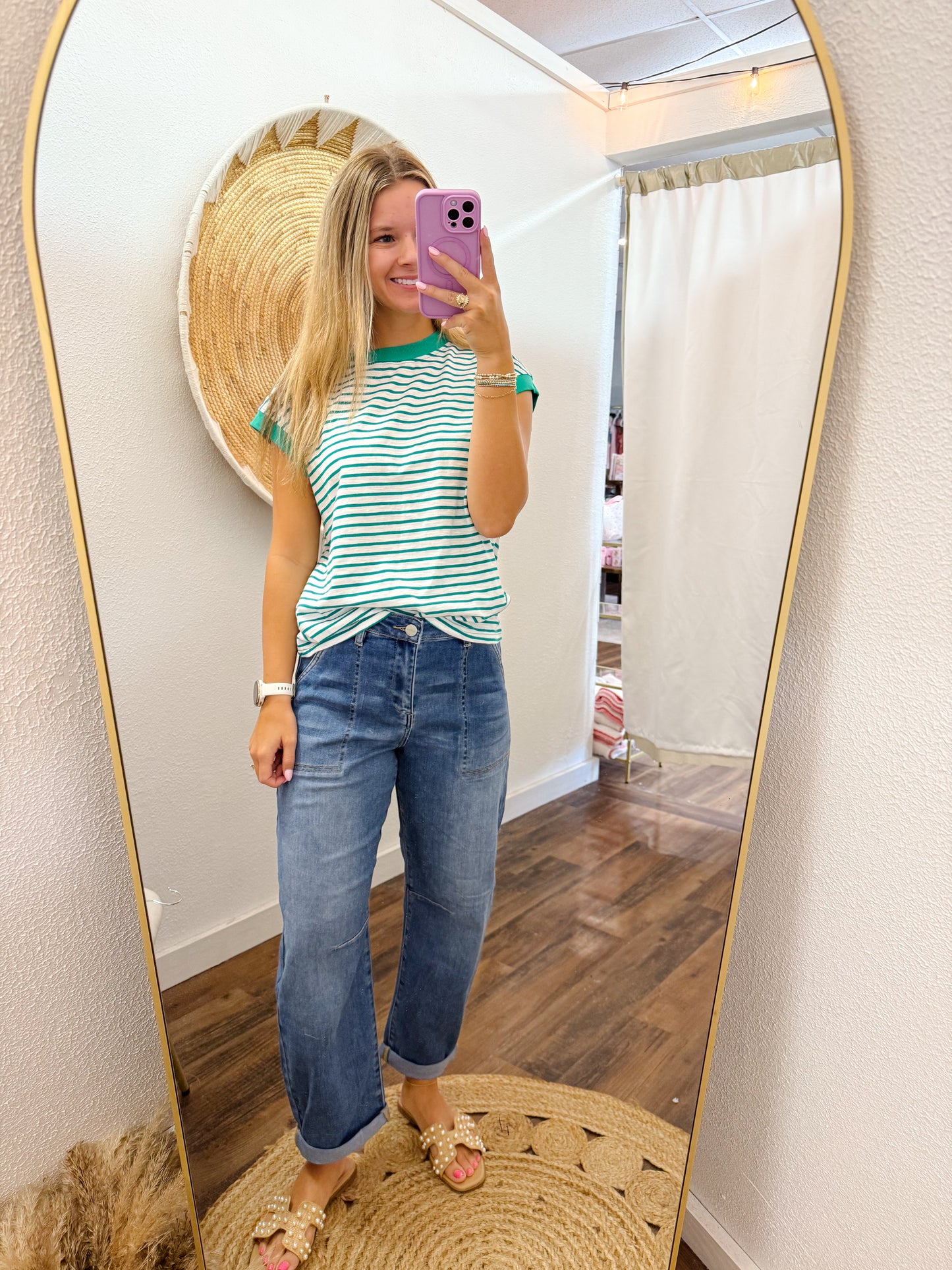 Nautical Cap Sleeve Top