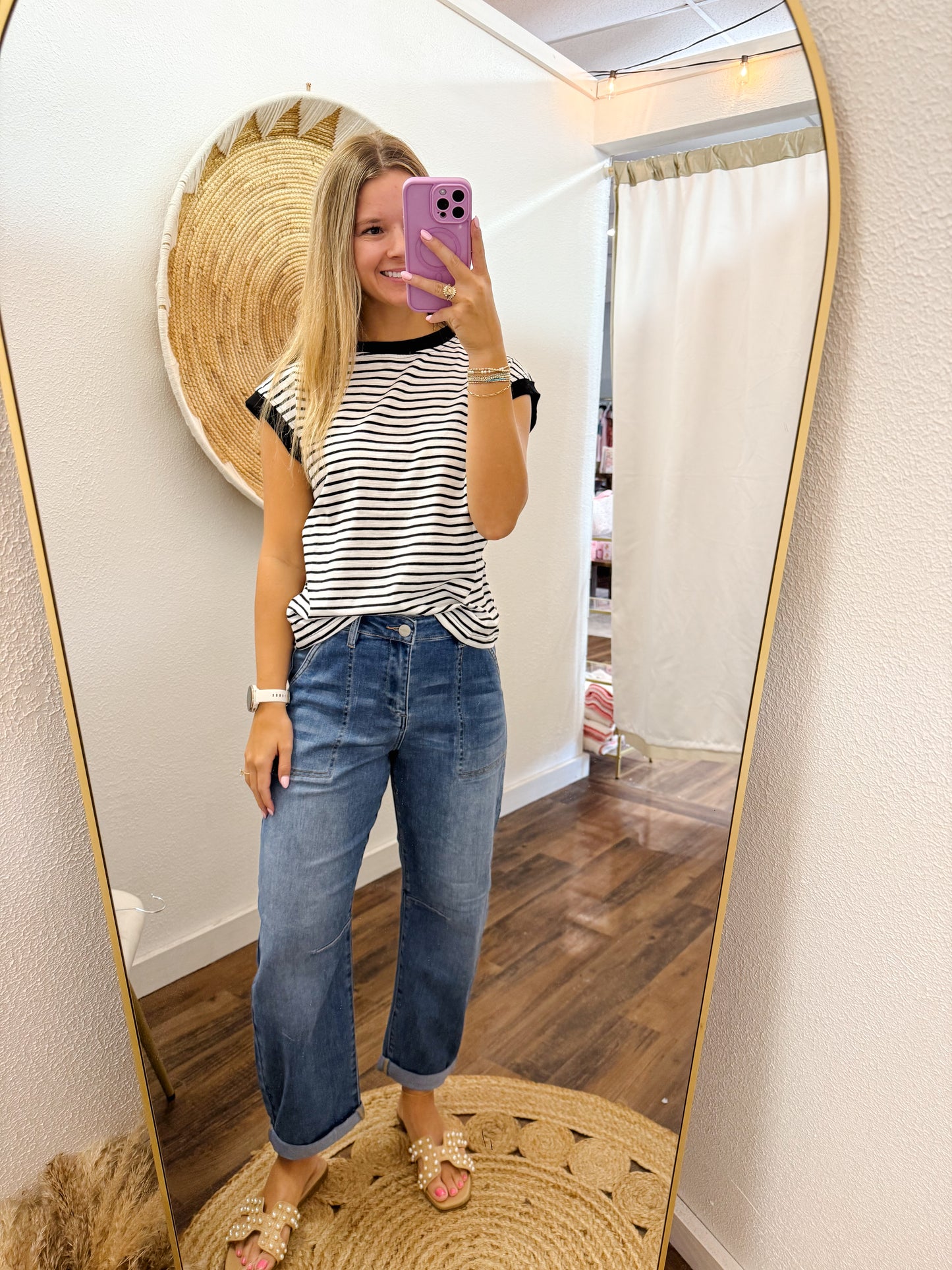 Nautical Cap Sleeve Top