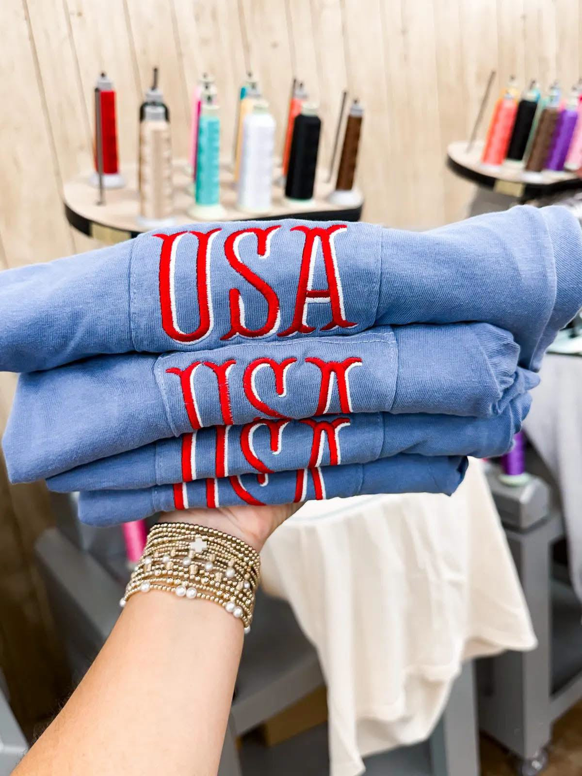 USA embroidered pocket tee