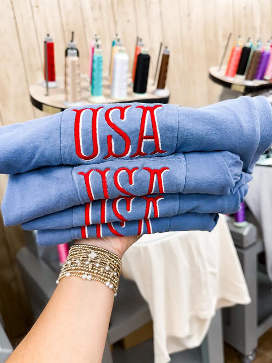 USA embroidered pocket tee