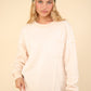 VERY J - Contrast French Terry Knit Oversized Casual Comfy Top