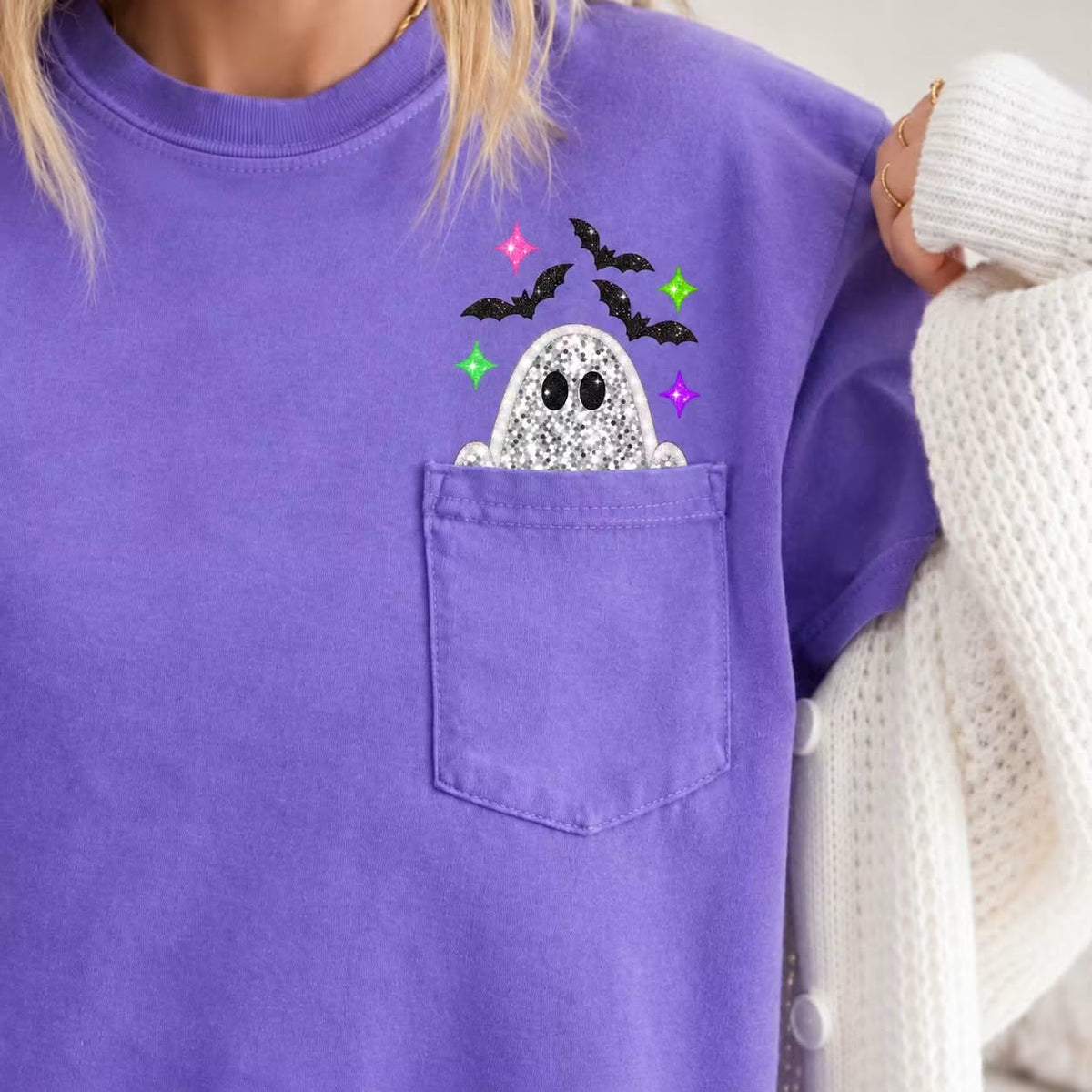 Glitter Ghost Pocket Tee