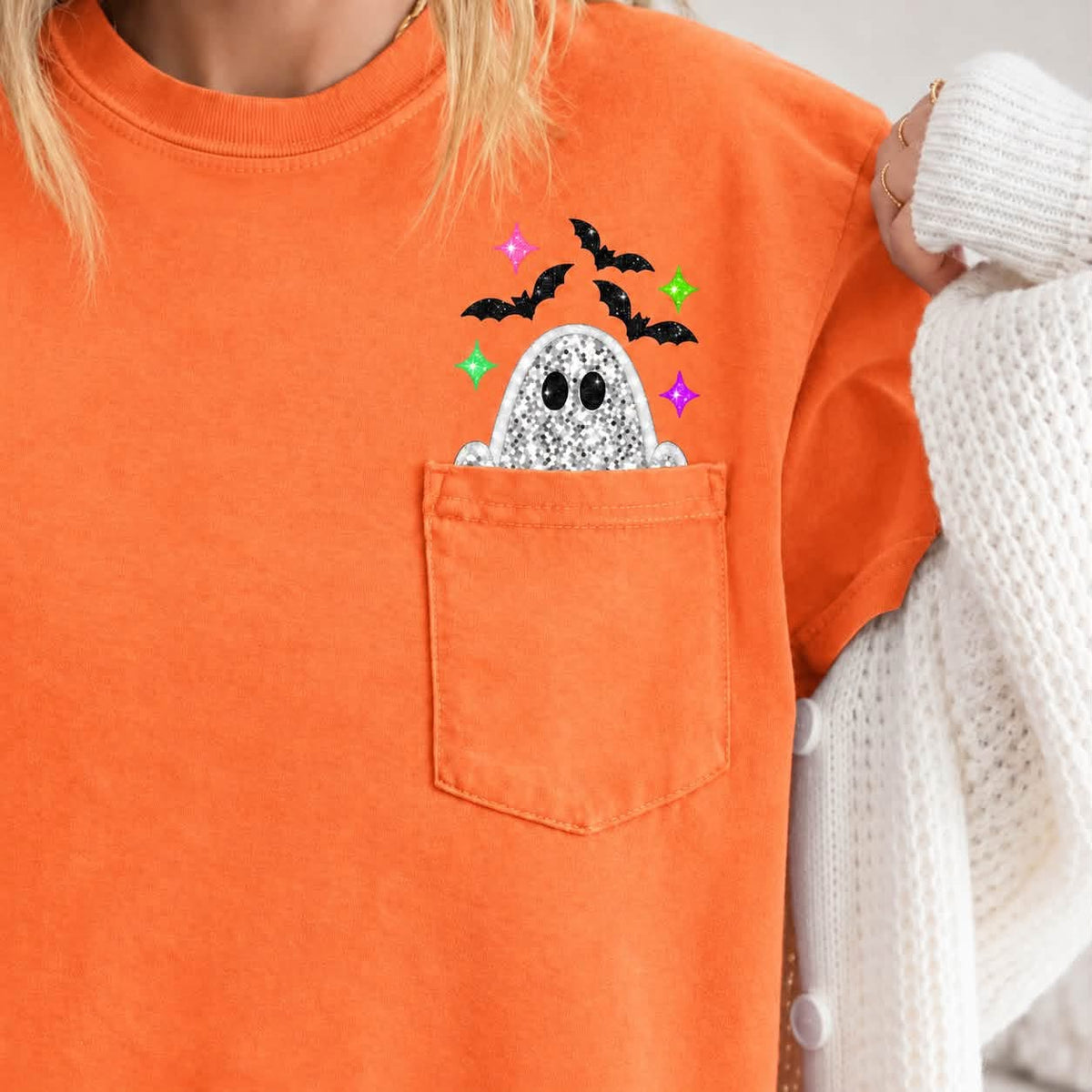 Glitter Ghost Pocket Tee