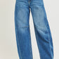 Slouchy Barrel Double Waistband Detail Jeans